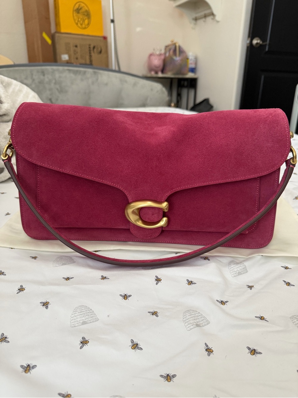 COACH Tabby Large Suede
Shoulder Bag 36 | Brass/Dark Fuschia